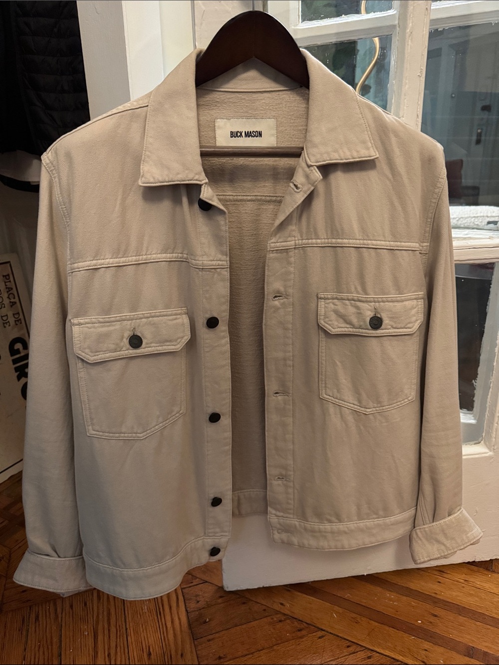 Buck Mason Light Beige Shirt Jacket with Chest Pockets
